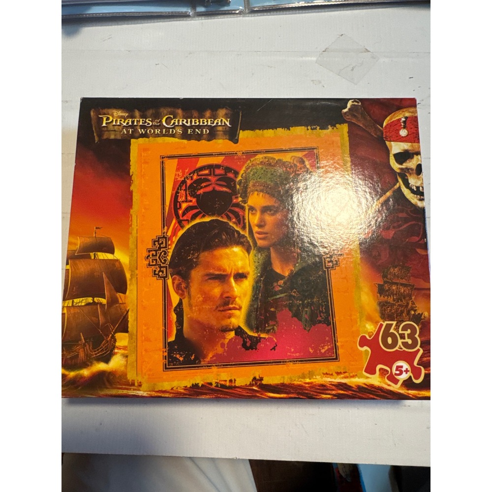 Disney Pirates of the Caribbean At Worlds End 63 Piece Puzzle Orange Gold Kids
